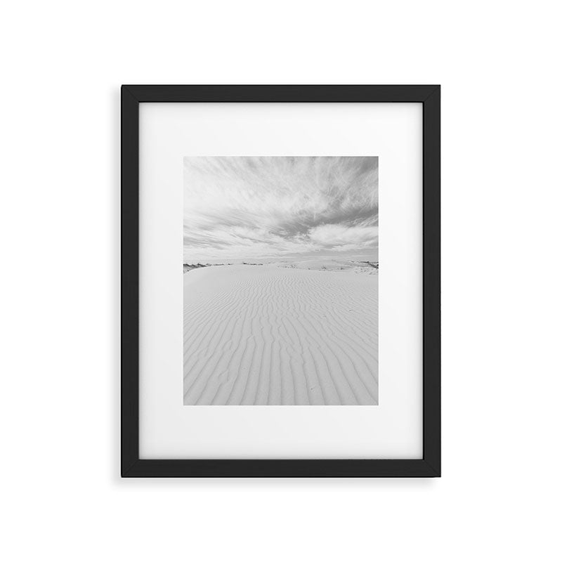 Black and white sand dunes dramatic clouds x Monohan State Park Texas Framed Art Print Gallery Image 5