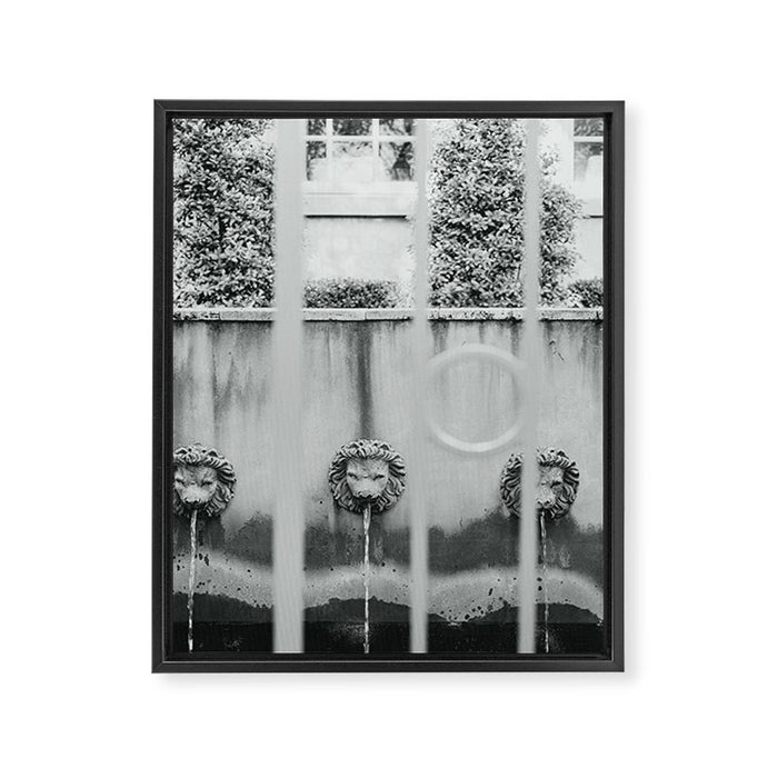 Charleston Courtyard Black and White Photography  Framed Canvas Print Gallery Image 1