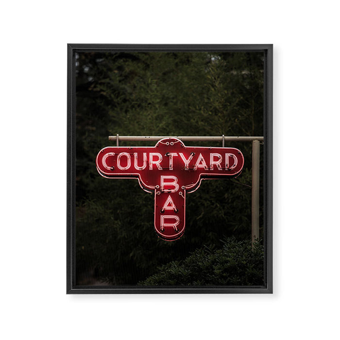 Courtyard Bar X Bar Cart Art Framed Canvas Print Gallery Image 1