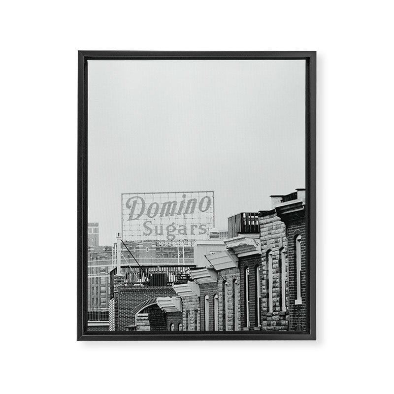 Domino Sugars Building Black and White Baltimore Photograph Framed Canvas Print Gallery Image 6