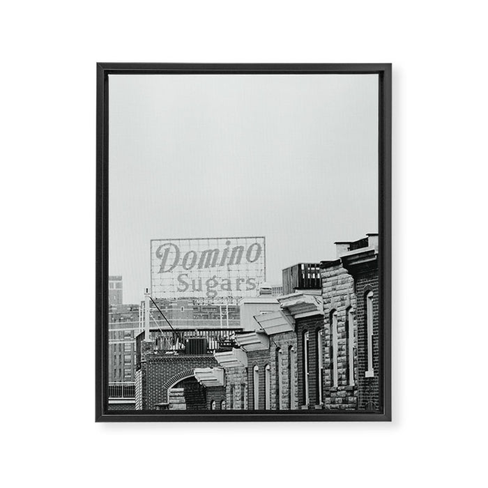 Domino Sugars Building Black and White Baltimore Photograph Framed Canvas Print Gallery Image 1