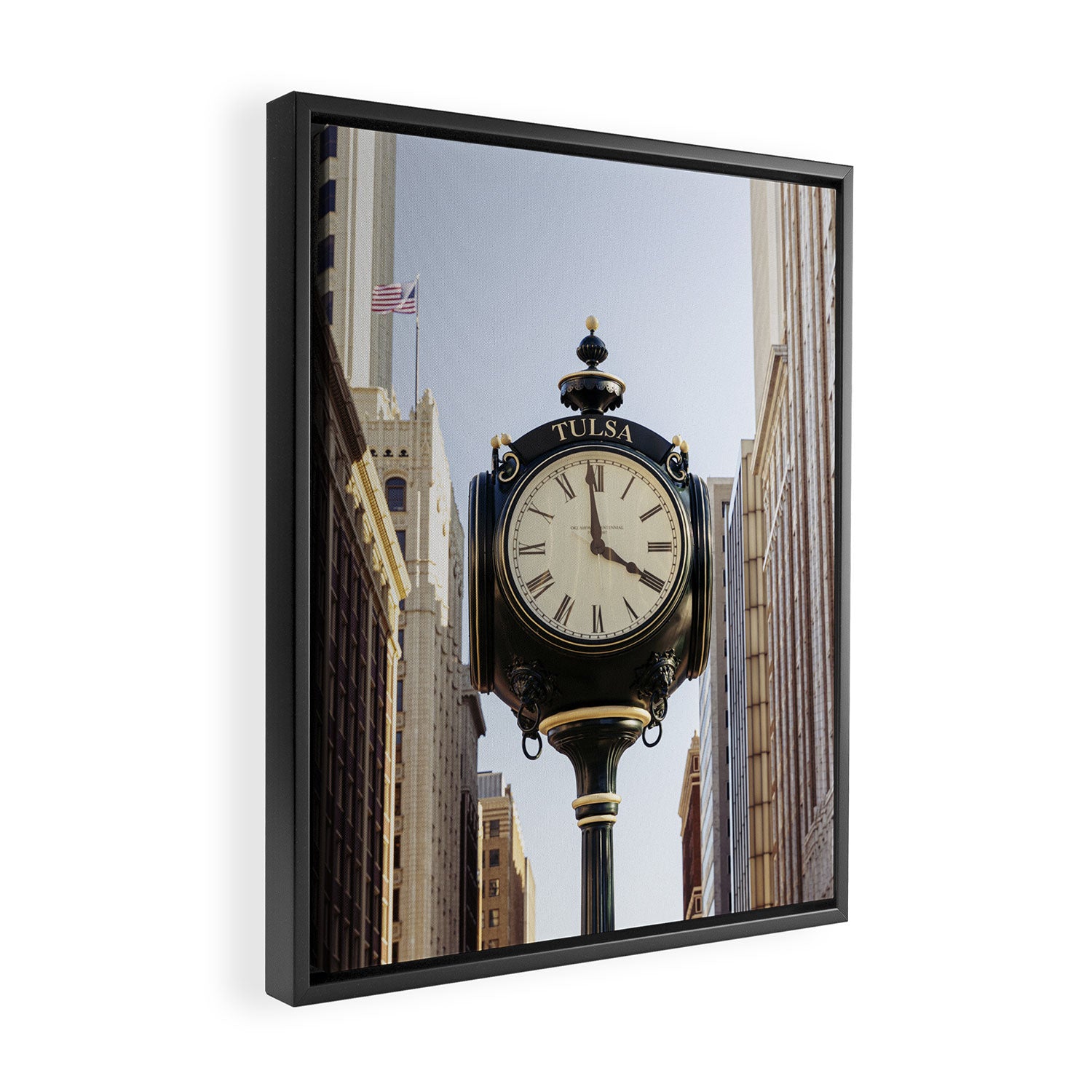 Downtown Tulsa Oklahoma Photography x Tulsa Centennial Clock  Framed Canvas Print Gallery Image 2