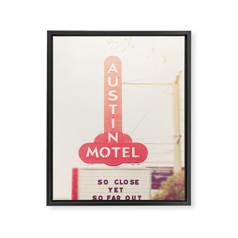 Iconic Austin Motel x Austin Texas Framed Canvas Print Gallery Image 6