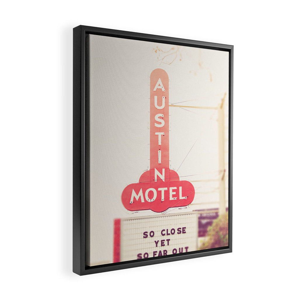Iconic Austin Motel x Austin Texas Framed Canvas Print Gallery Image 2