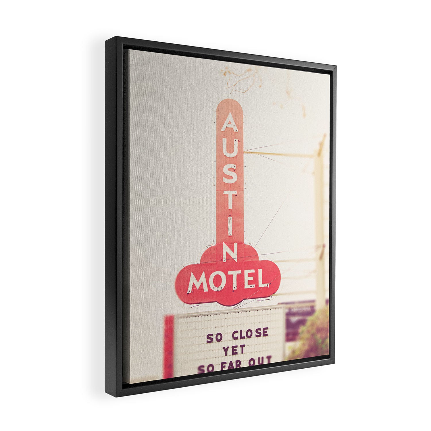 Iconic Austin Motel x Austin Texas Framed Canvas Print Gallery Image 2