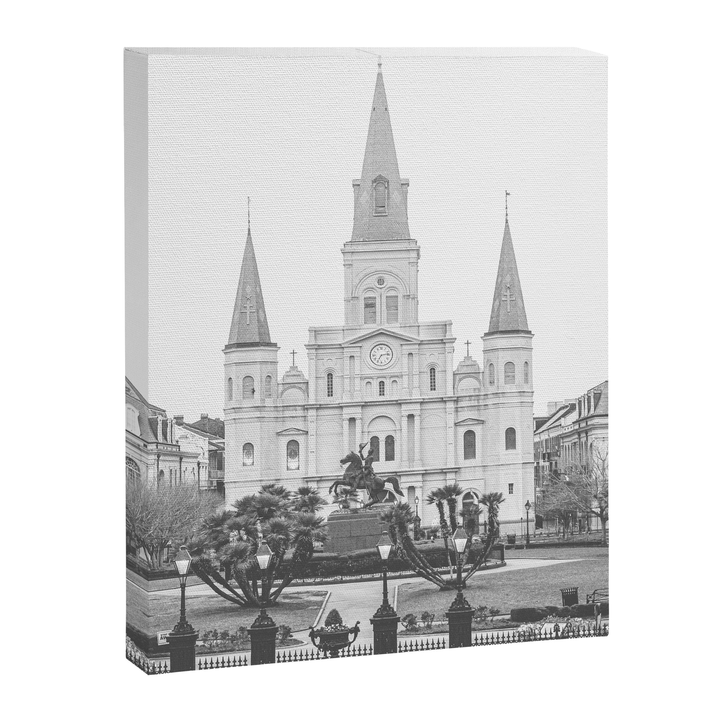Jackson Square New Orleans Black and White Photography Canvas Print Gallery Image 6