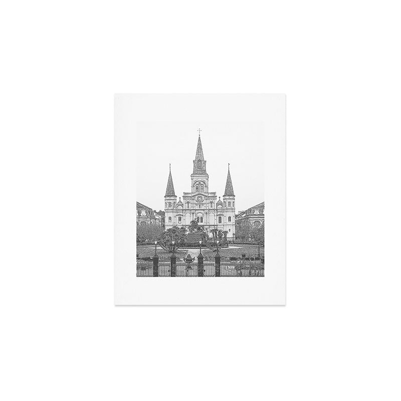 Jackson Square New Orleans Black and White Photography Art Print Gallery Image 1