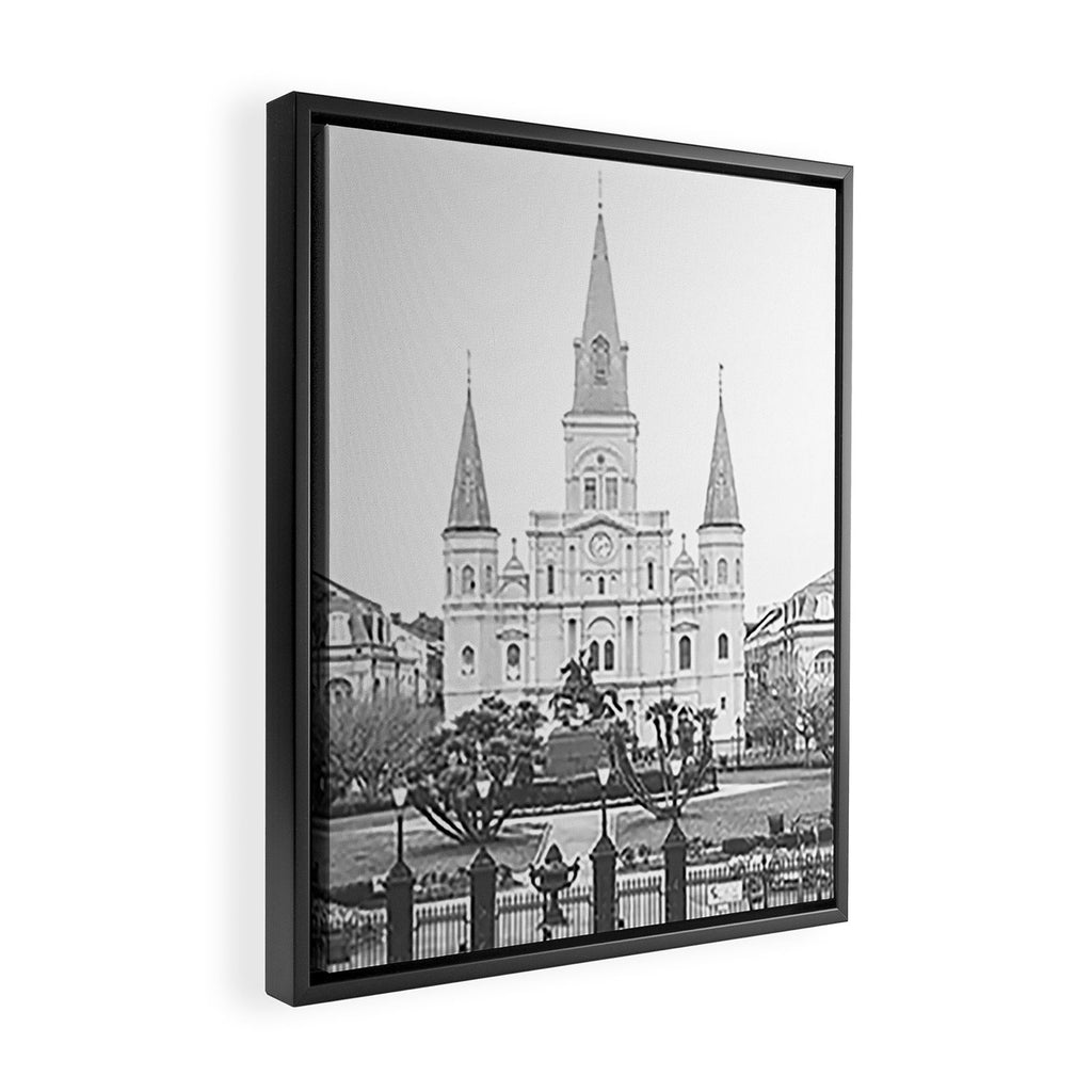 Jackson Square New Orleans Black and White Photography Framed Canvas Print Gallery Image 2