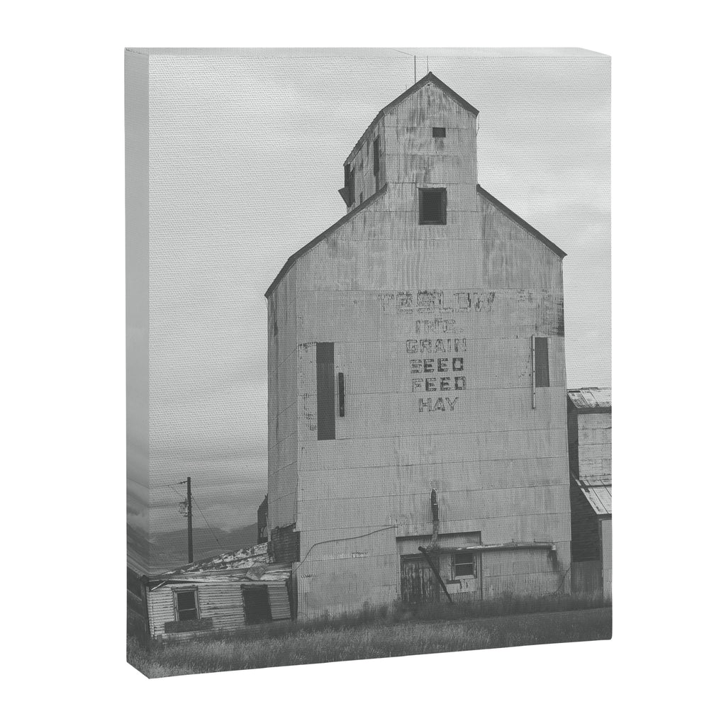 Montana Grain Elevator | Black and White Montana Photography Canvas Print Gallery Image 6