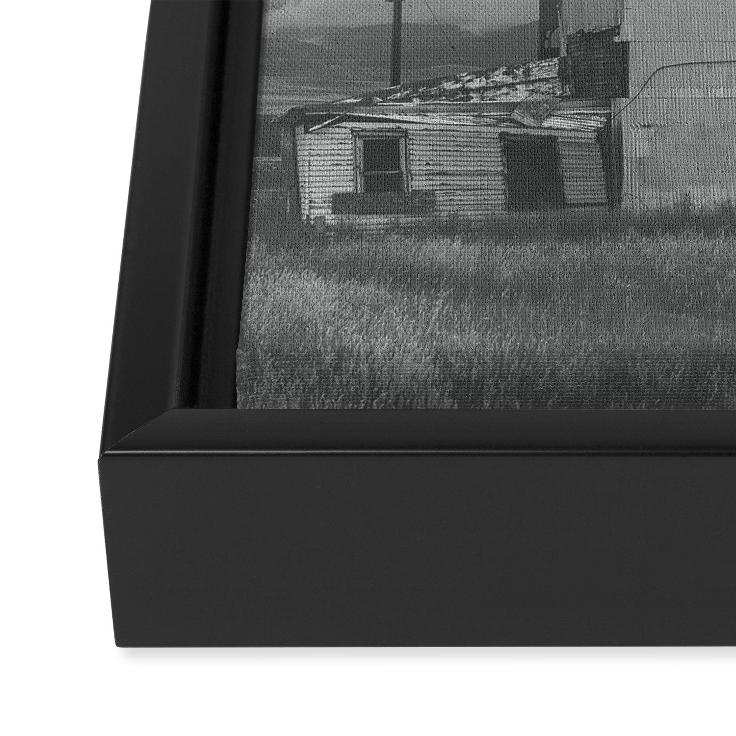 Montana Grain Elevator | Black and White Montana Photography Framed Canvas Print Gallery Image 3