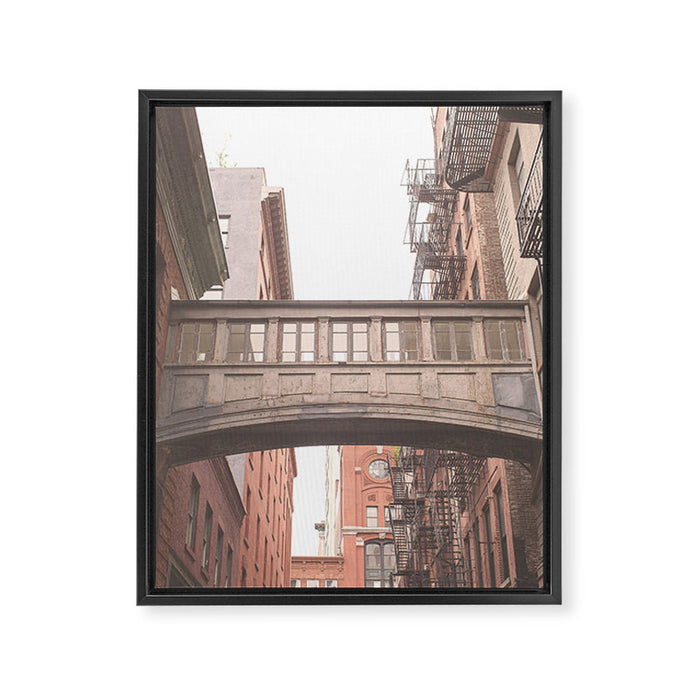 New York City Photography Staple Street Sky Bridge Framed Canvas Print Gallery Image 1