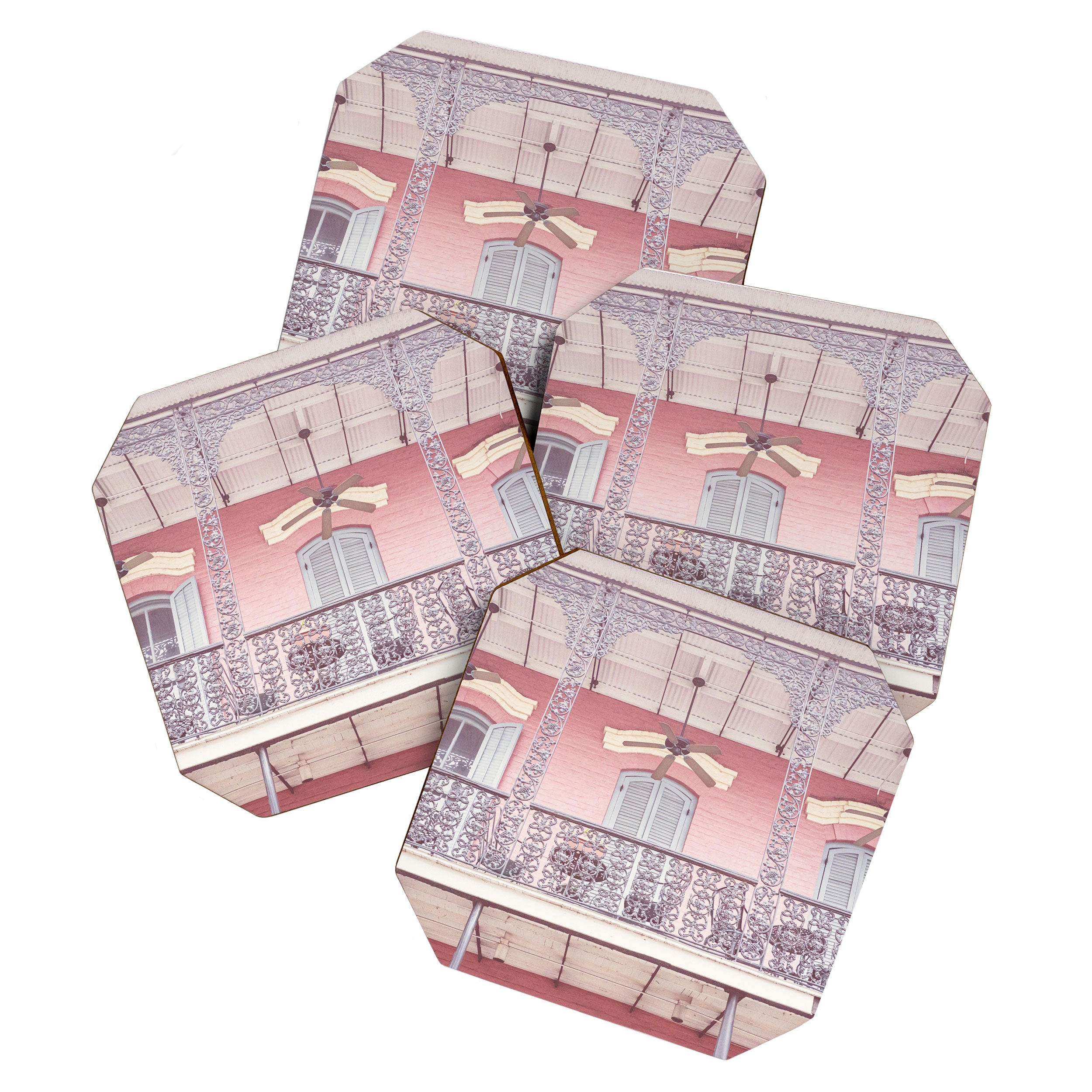 Pretty in Pink x New Orleans French Quarter Photography Coaster Gallery Image 1