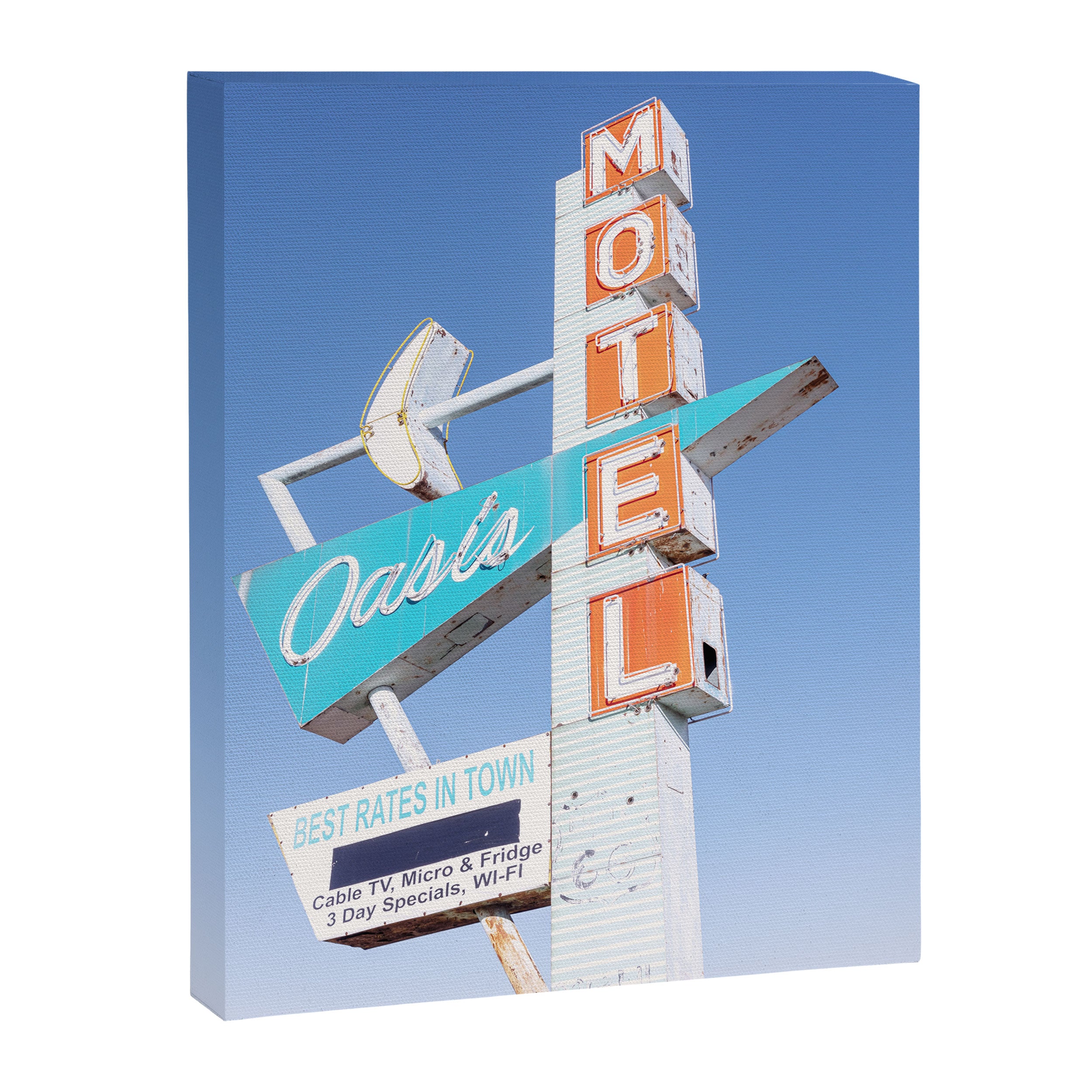 Route 66 Retro Motel Sign x Midcentury Modern Decor x Tulsa Oklahoma Photography Canvas Print Gallery Image 6