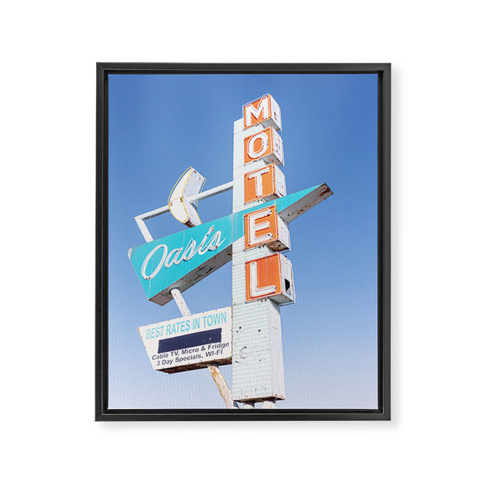 Route 66 Retro Motel Sign x Midcentury Modern Decor x Tulsa Oklahoma Photography Framed Canvas Print Gallery Image 1