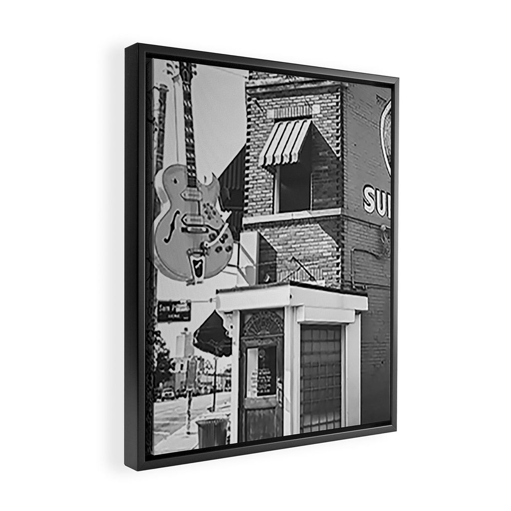 Sun Studio Memphis Tennessee Black and White Photography Framed Canvas Print Gallery Image 2