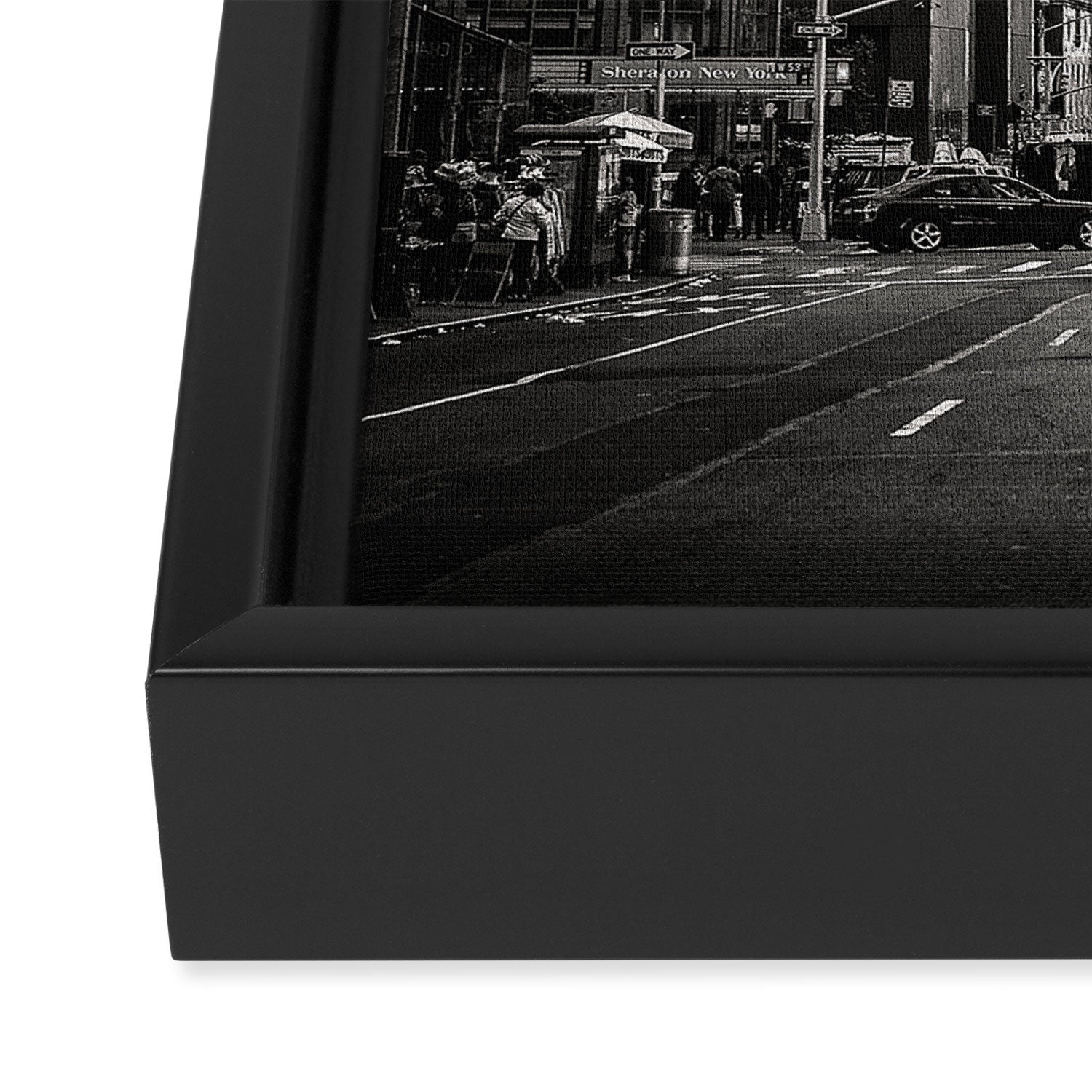 Sunset on 7th (Black and White Version) Framed Canvas Print Gallery Image 3