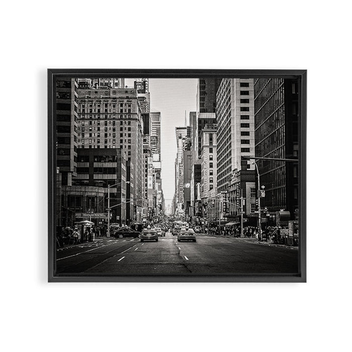 Sunset on 7th (Black and White Version) Framed Canvas Print Gallery Image 1