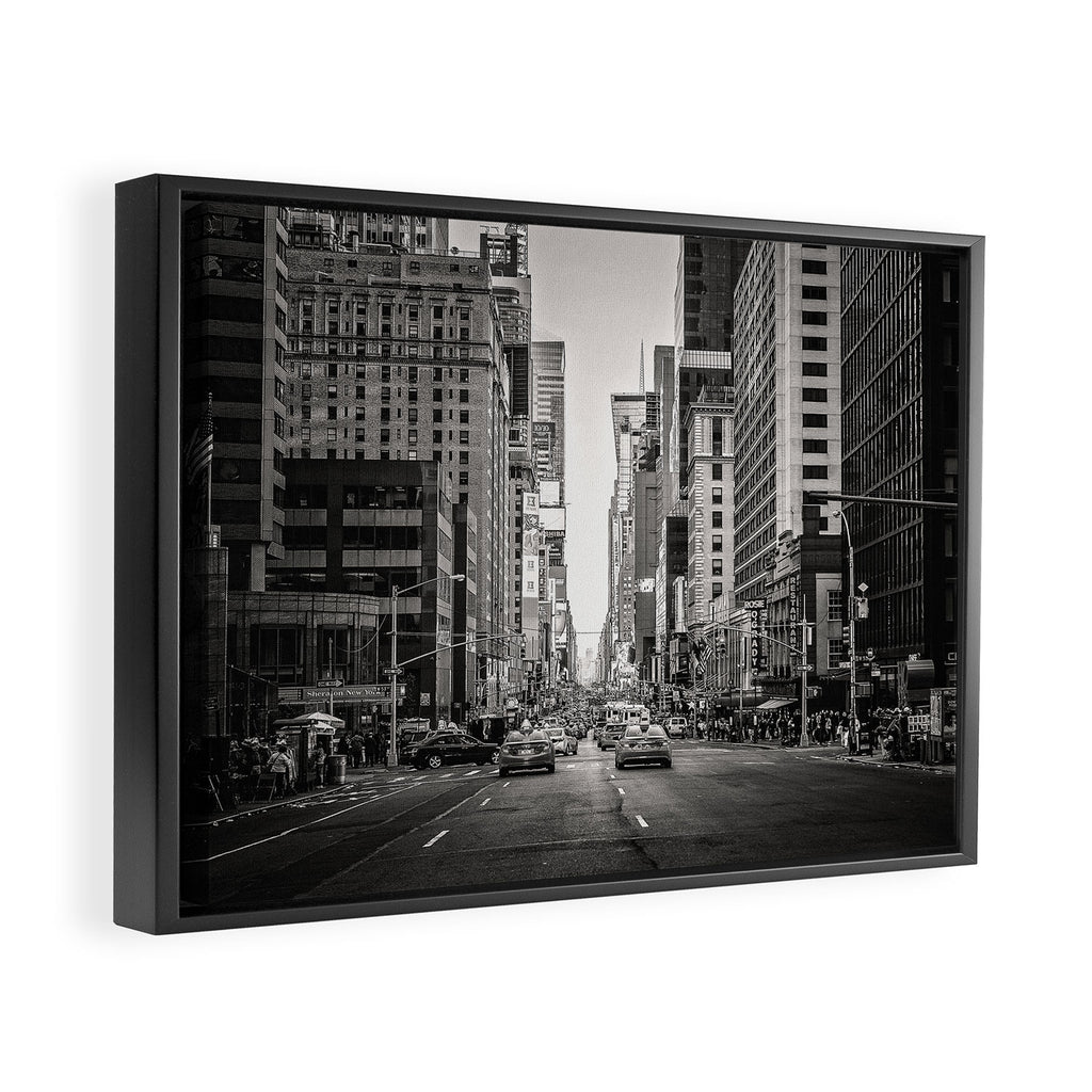 Sunset on 7th (Black and White Version) Framed Canvas Print Gallery Image 2