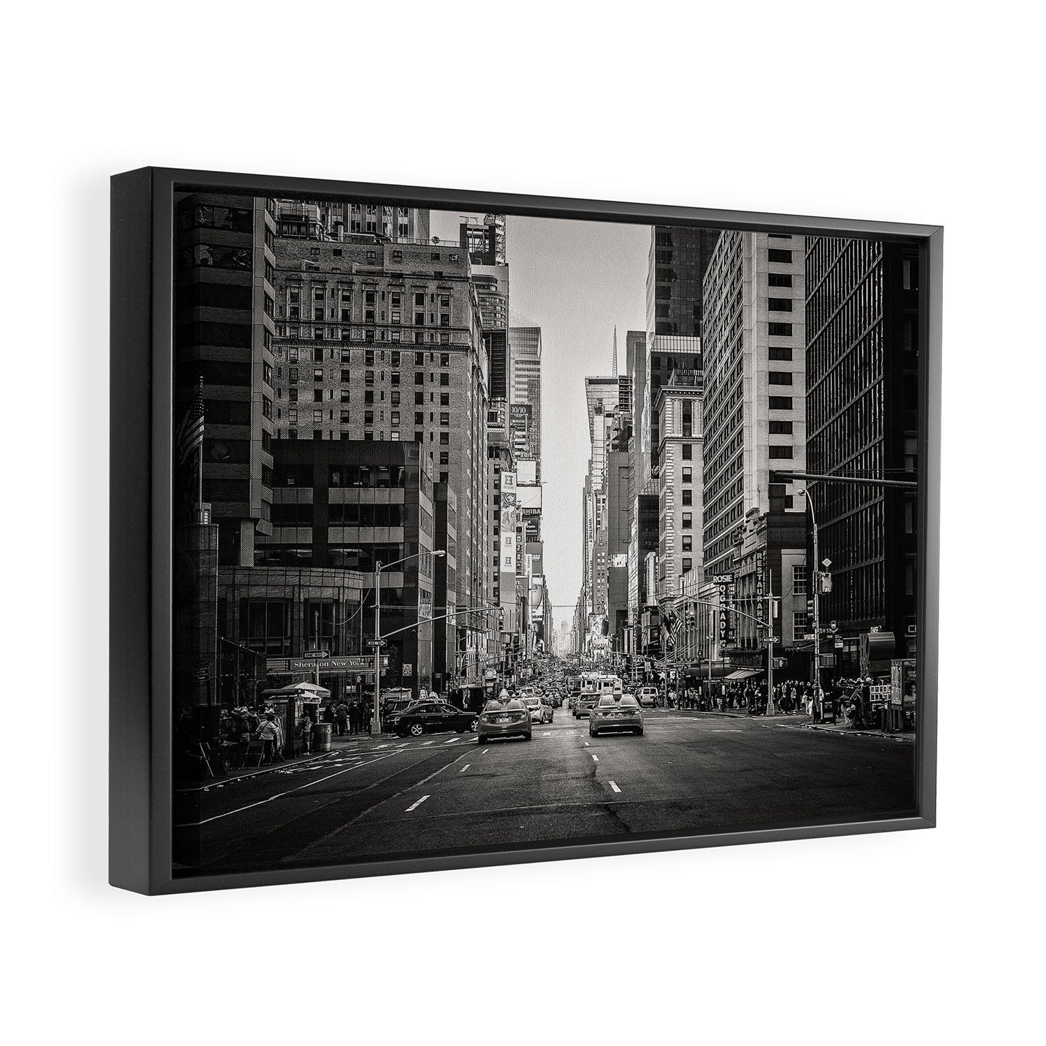 Sunset on 7th (Black and White Version) Framed Canvas Print Gallery Image 2