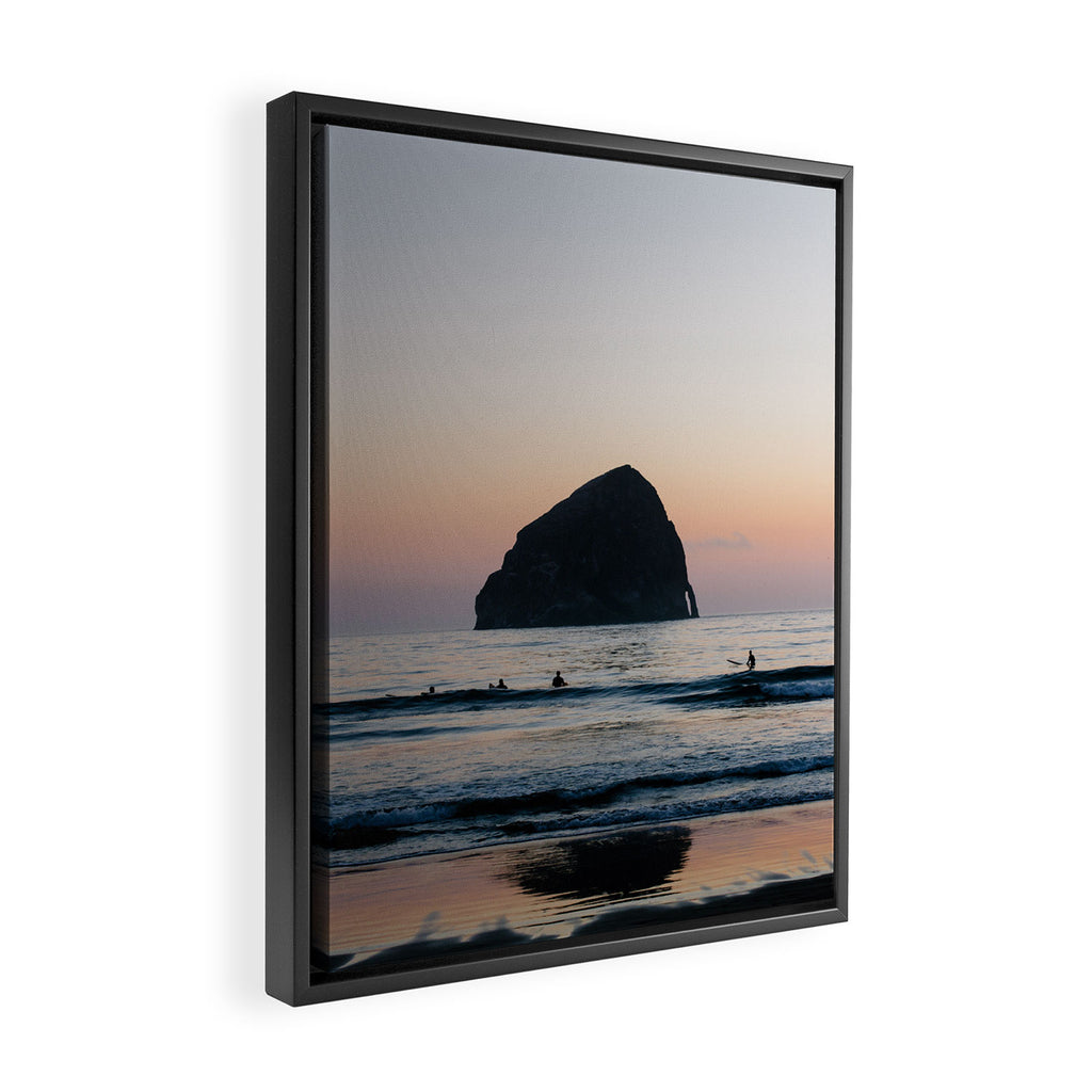 Sunset Surfers - Oregon Coast Framed Canvas Print Gallery Image 2