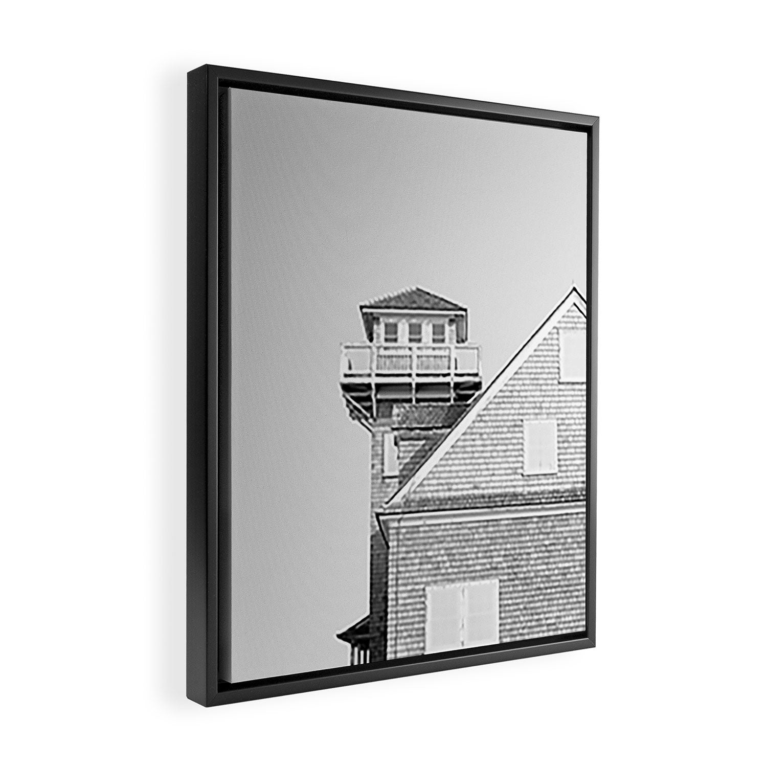 The Beach House (Black and White) X Outer Banks Photography Framed Canvas Print Gallery Image 2