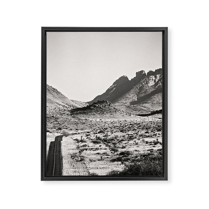 The Lost Highway III Black & White Framed Canvas Print Gallery Image 1
