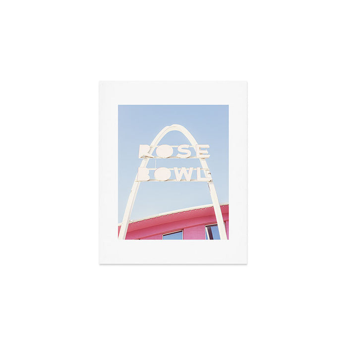 Vintage Midcentury Modern Bright Pink Sign x Rose Bowl Bowling Alley Route 66 Tulsa Oklahoma Art Print Gallery Image 1