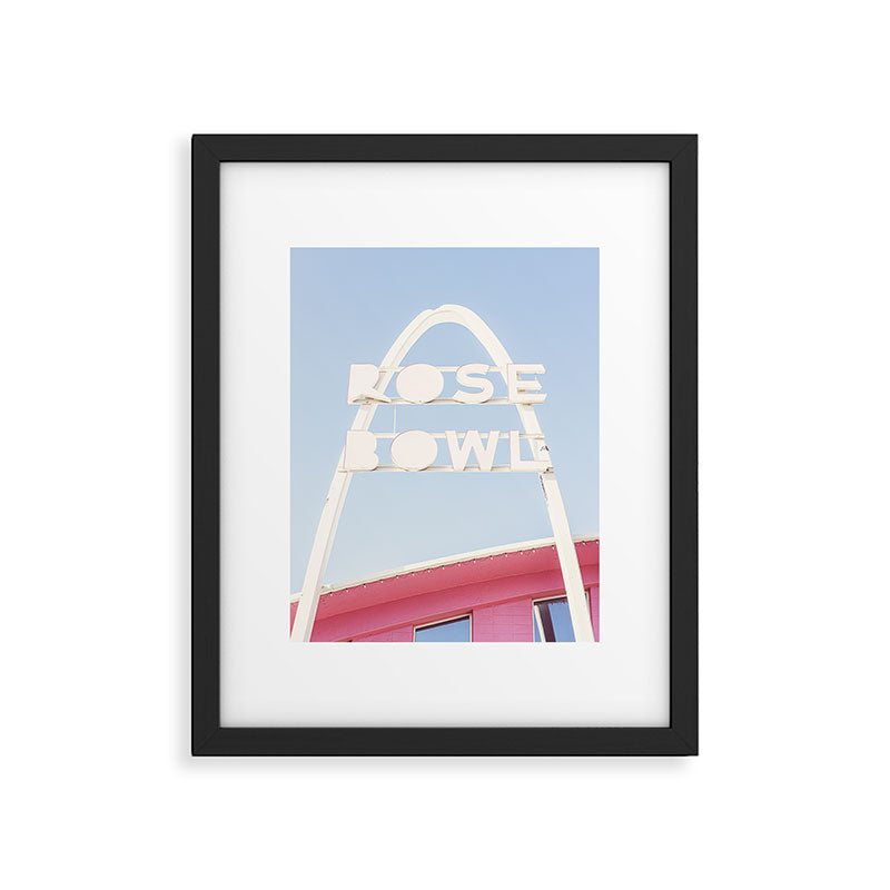 Vintage Midcentury Modern Bright Pink Sign x Rose Bowl Bowling Alley Route 66 Tulsa Oklahoma Framed Art Print Gallery Image 5