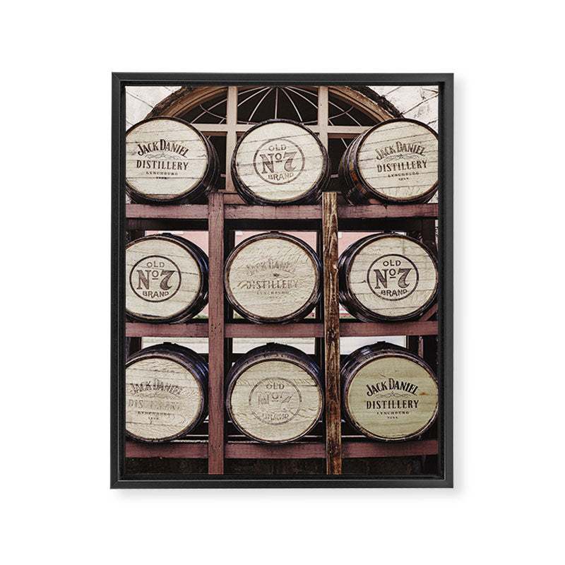 Whiskey Barrels x Bar Cart Decor Framed Canvas Print Gallery Image 6