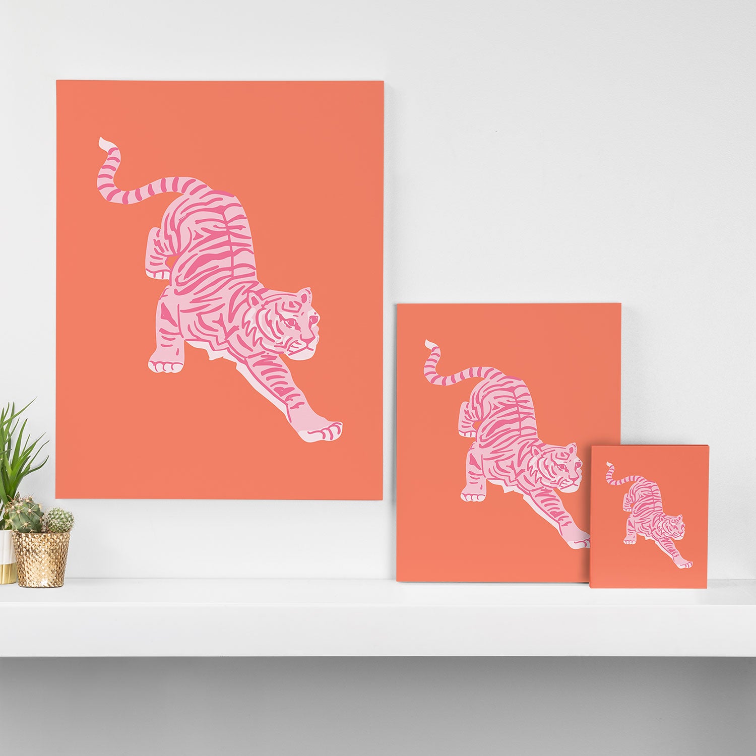 Year of the Tiger - Orange/Pink Canvas Print Gallery Image 3