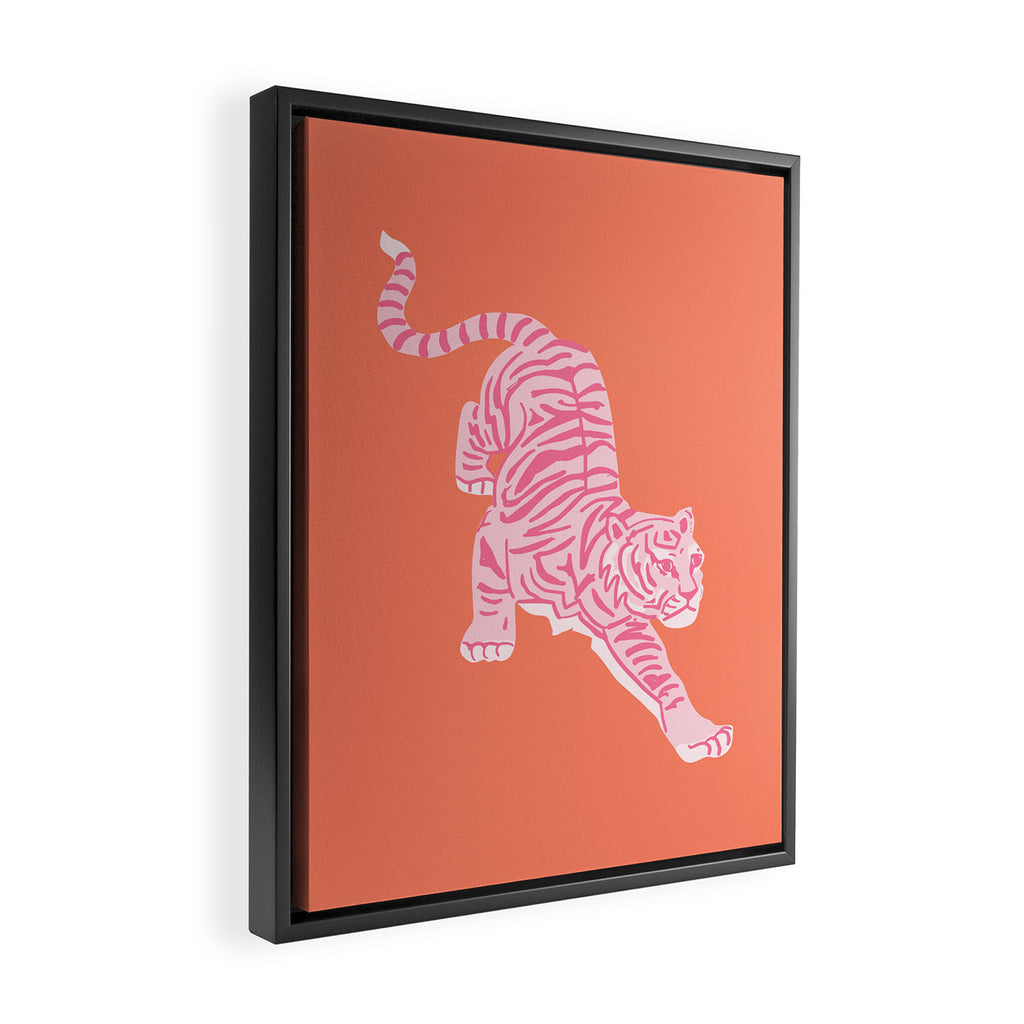 Year of the Tiger - Orange/Pink Framed Canvas Print Gallery Image 2