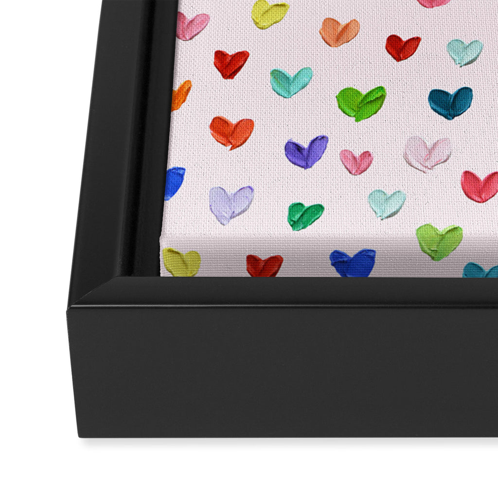 Confetti Hearts on Pink Framed Canvas Print Gallery Image 3