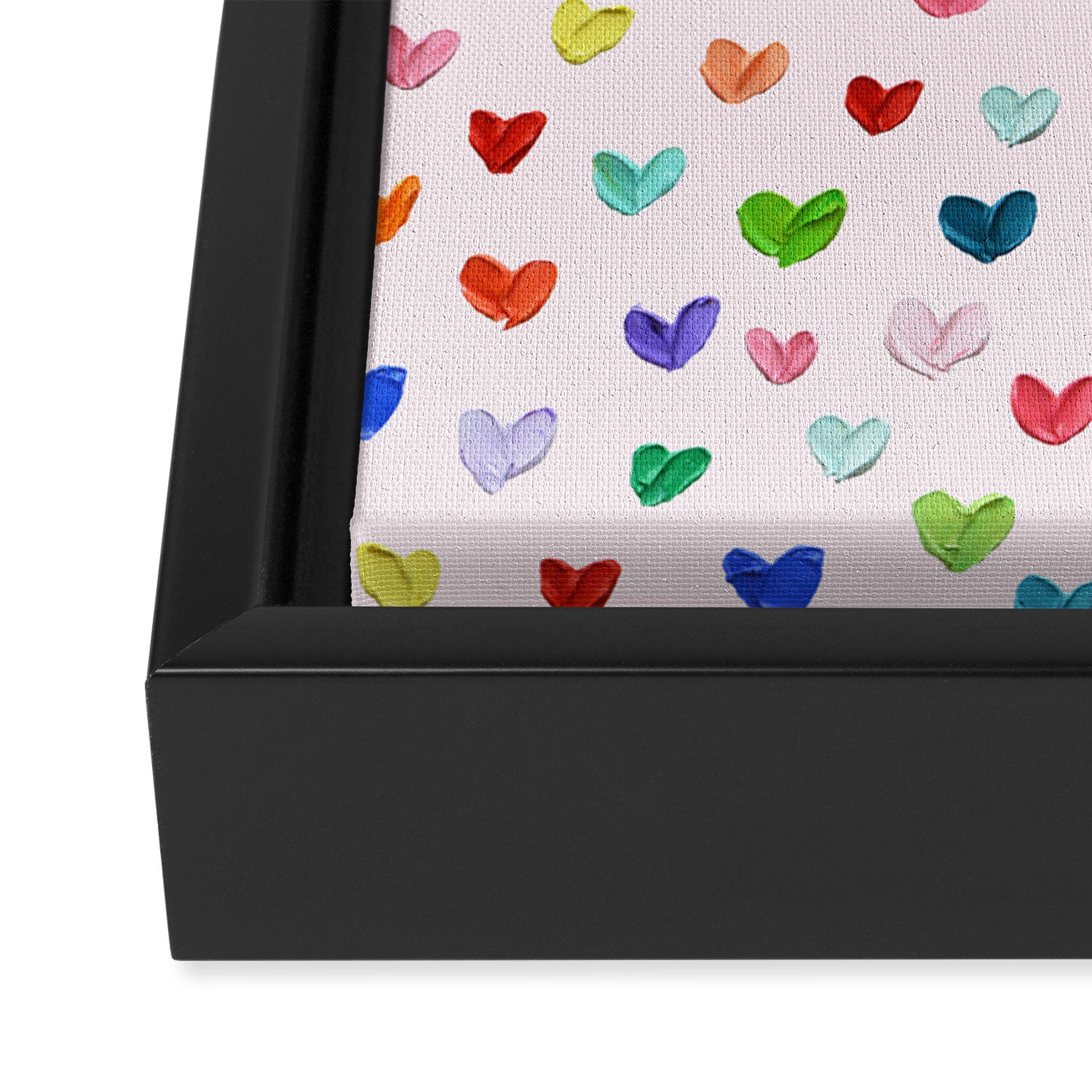 Confetti Hearts on Pink Framed Canvas Print Gallery Image 3