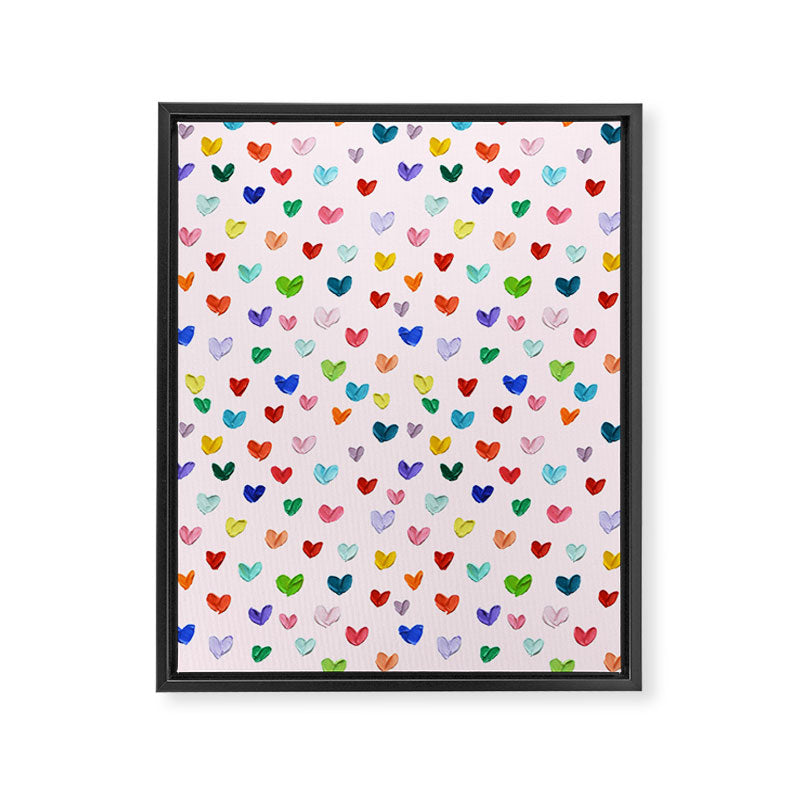 Confetti Hearts on Pink Framed Canvas Print Gallery Image 8