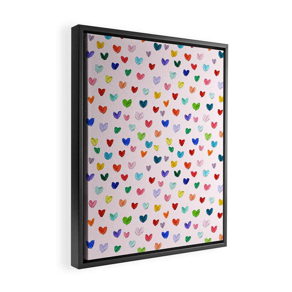 Confetti Hearts on Pink Framed Canvas Print Gallery Image 2