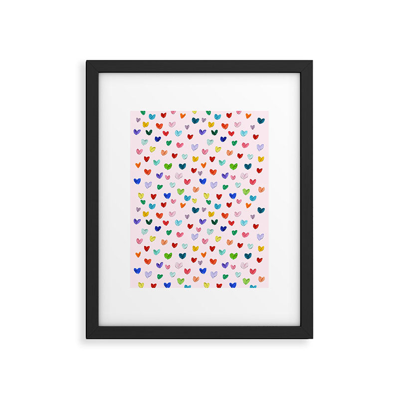Confetti Hearts on Pink Framed Art Print Gallery Image 6