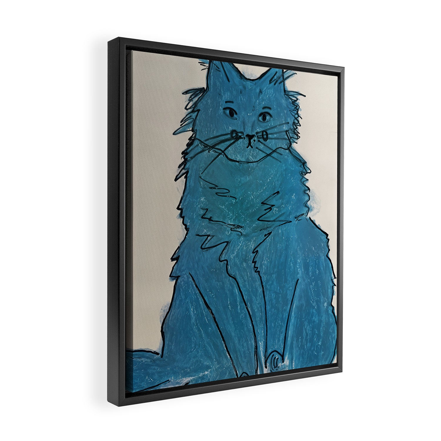 Feline Blue Framed Canvas Print Gallery Image 2