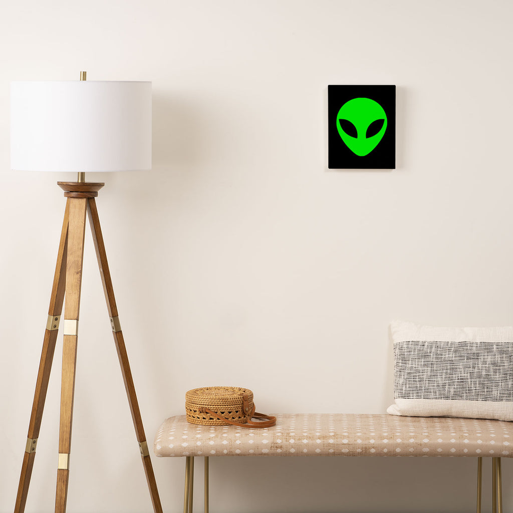 Black and Green Alien Head Shape Canvas Print Gallery Image 2