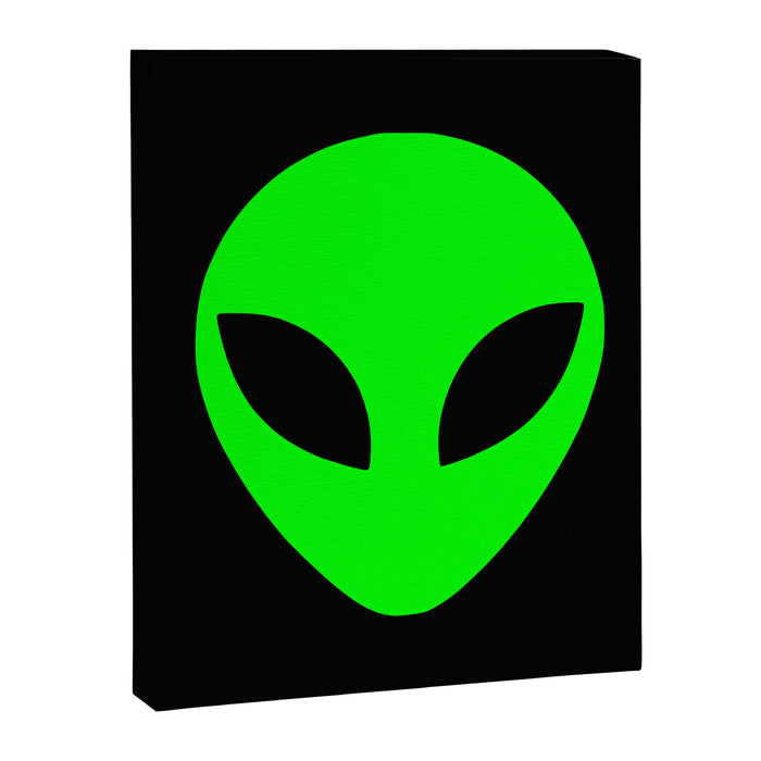 Black and Green Alien Head Shape Canvas Print Gallery Image 1