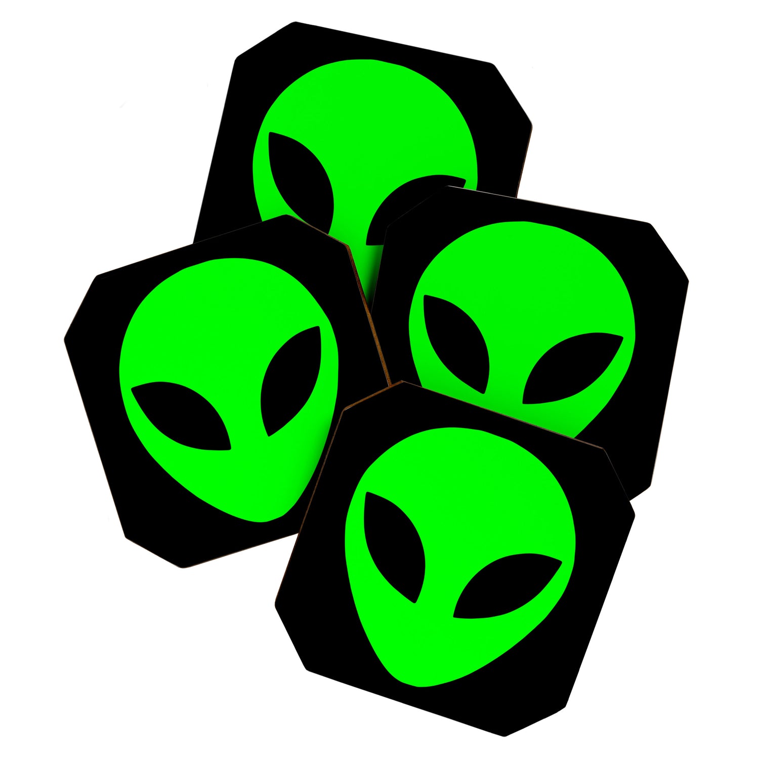 Black and Green Alien Head Shape Coaster Gallery Image 1