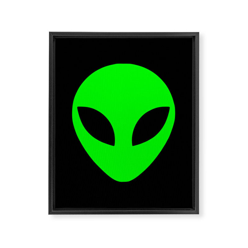 Black and Green Alien Head Shape Framed Canvas Print Gallery Image 8