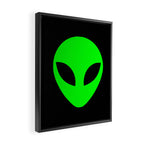 Black and Green Alien Head Shape Framed Canvas Print Gallery Image 2