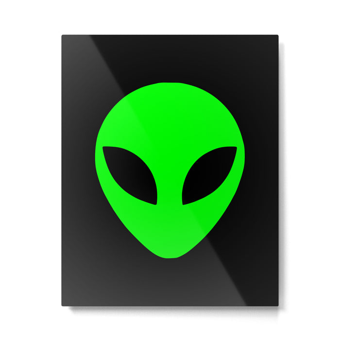Black and Green Alien Head Shape Metal Print Gallery Image 1