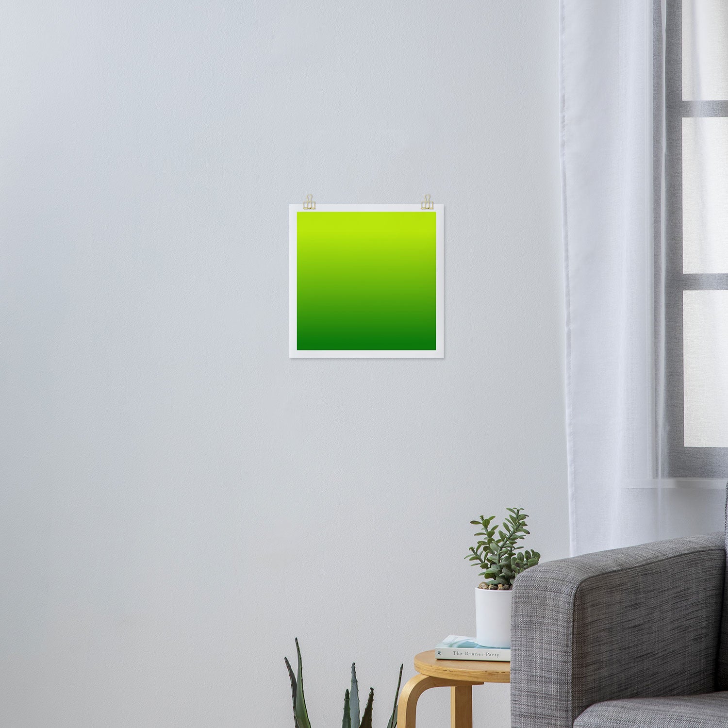 Bright Chartreuse Green Ombre Art Print Gallery Image 3