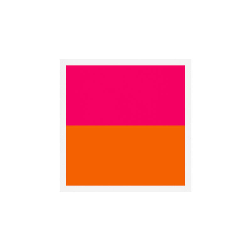 Bright Pink Orange Two Tone Minimalist Color Block Art Print Gallery Image 1