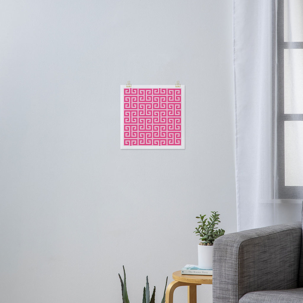 Girly Pink Large Greek Key Pattern Comforters Art Print Gallery Image 3