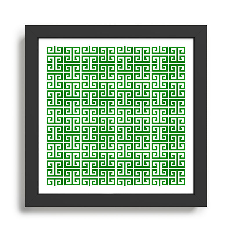 Green and White Greek Key Pattern Framed Art Print Gallery Image 1