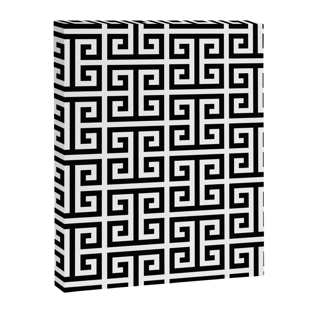 Large Black and White Greek Key Pattern Canvas Print Gallery Image 6