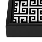 Large Black and White Greek Key Pattern Framed Canvas Print Gallery Image 3