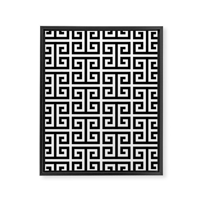 Large Black and White Greek Key Pattern Framed Canvas Print Gallery Image 6